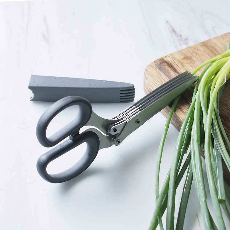 Five layers of stainless steel household kitchen scallions spices, chopped green onion cut cut shredding scissors cut baby safe side dish